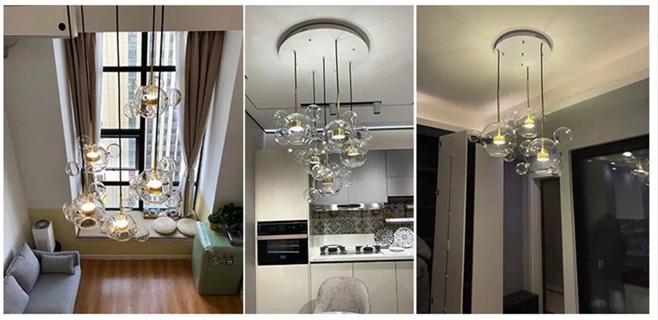 DecorBites™ LED Bubble Ball Chandelier for Home Dining
