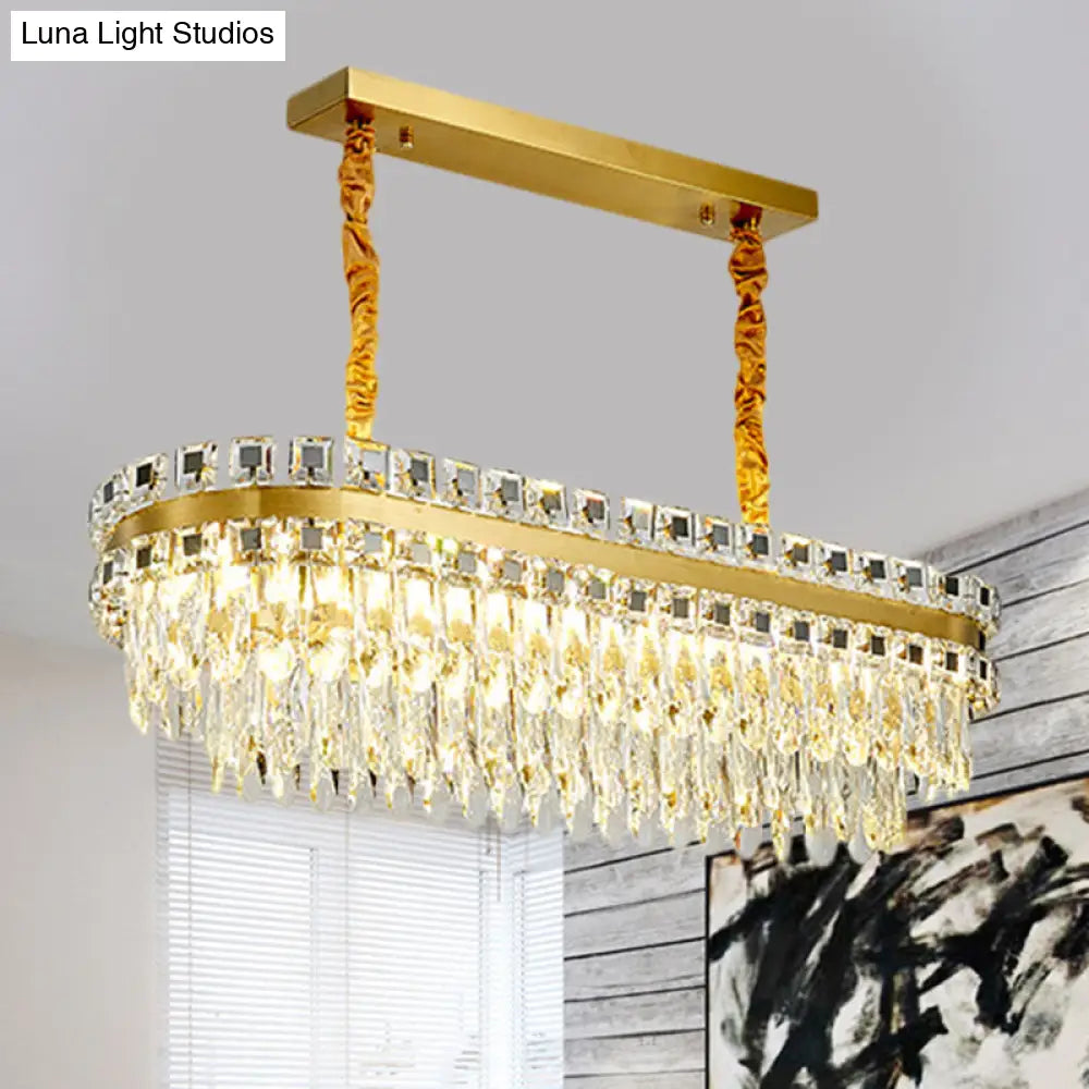 DecorBites™ LED Crystal Drop Oval Island Light - Modern Clear Dining Room Fixture