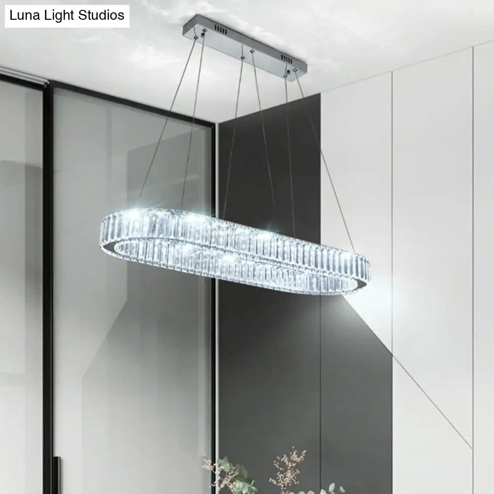 DecorBites™ LED Crystal Pendant Light for Restaurant with Stainless Steel Island Design