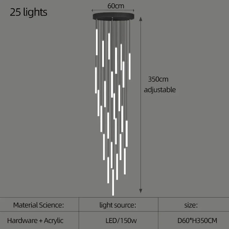 DecorBites™ LED Spiral Staircase Ceiling Chandelier