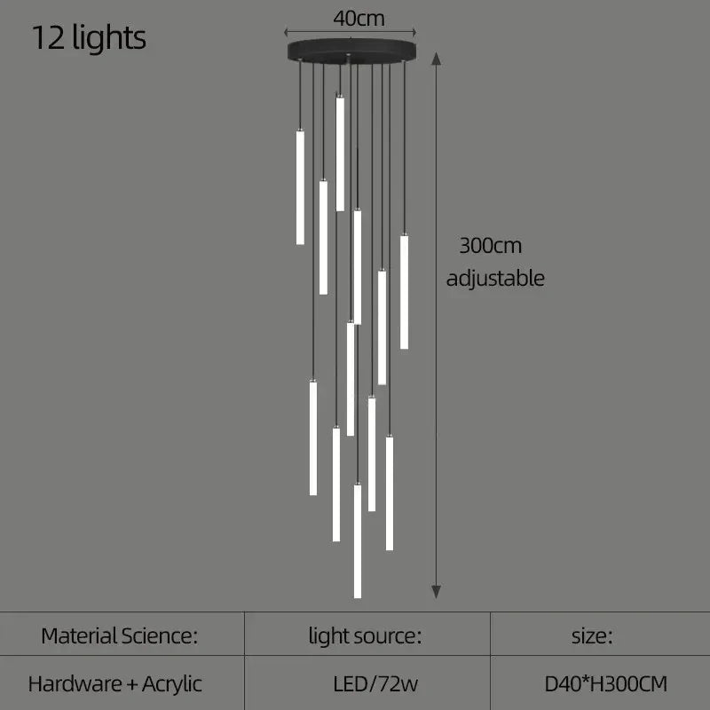 DecorBites™ LED Spiral Staircase Ceiling Chandelier