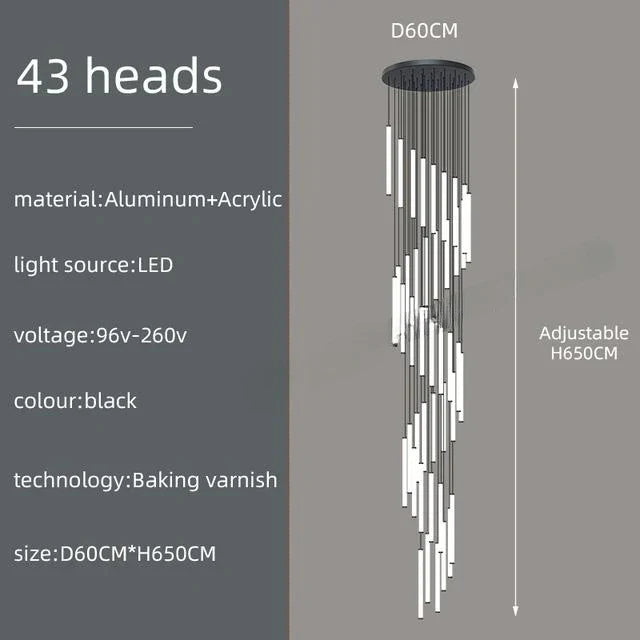 DecorBites™ LED Spiral Staircase Chandelier for Home Lighting