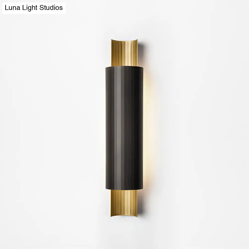 DecorBites™ LED Wall Mount Sconce - Pipe Shaped Postmodern Metal Bedside Lighting in Black and Gold