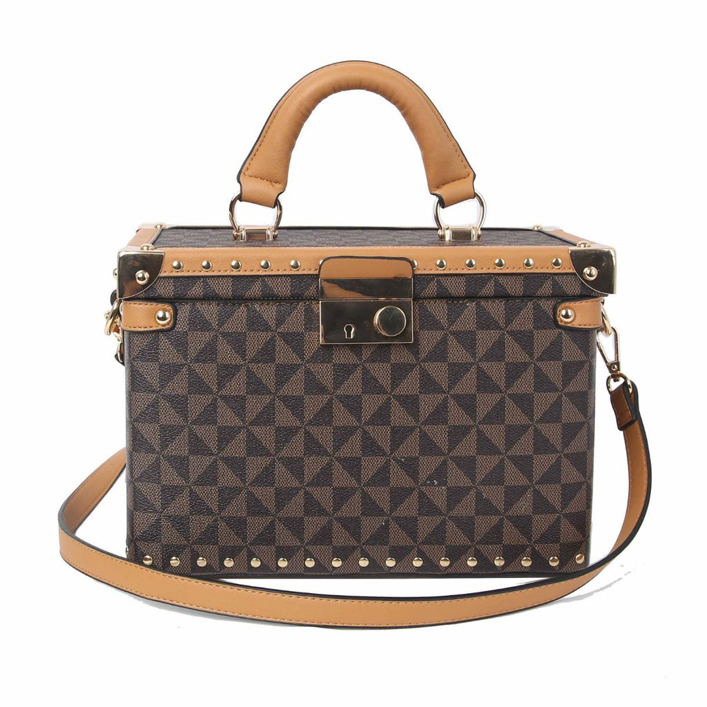 Fashion Handbag Brown Square Trunk Stylish Chic Accessory