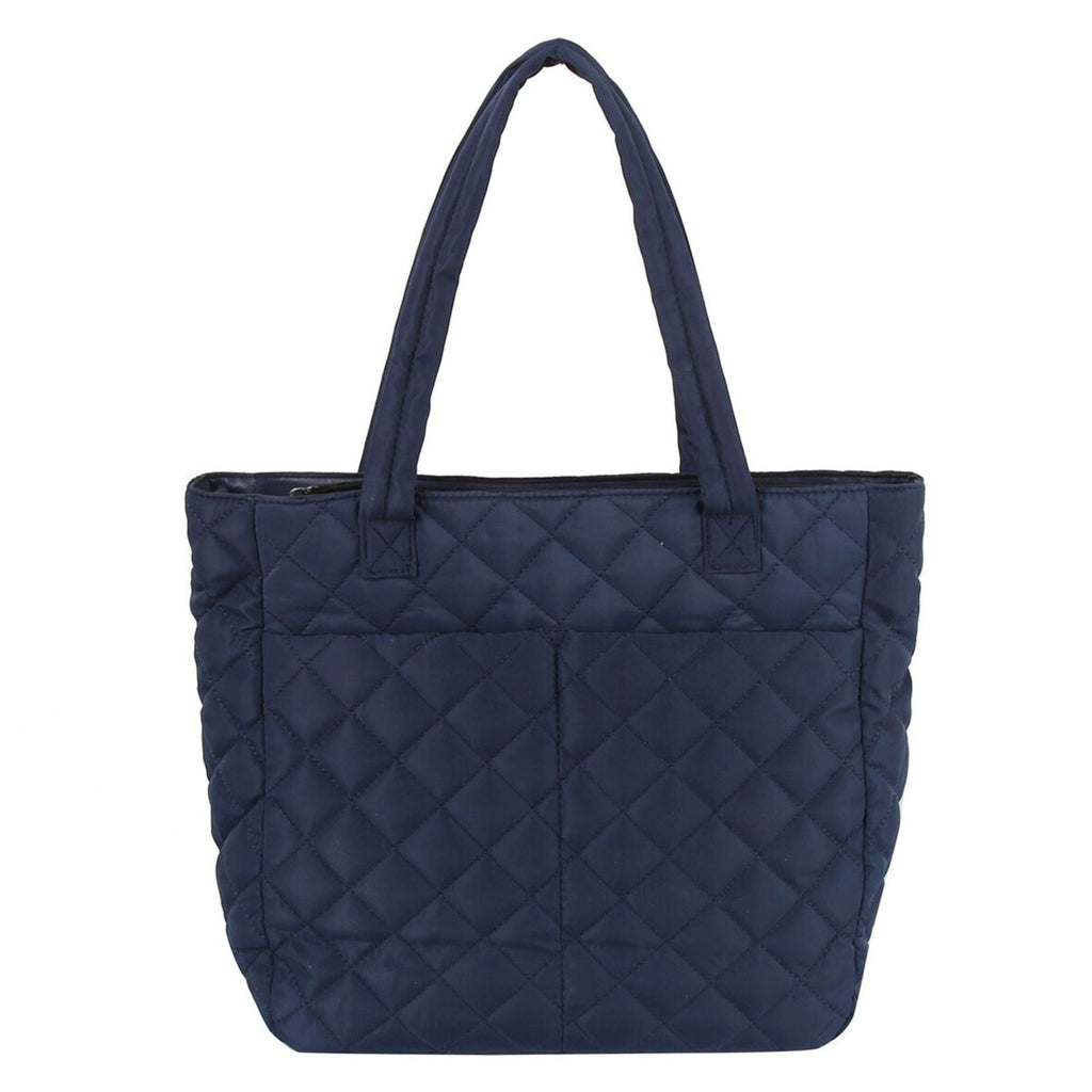 Fashion Handbag Quilted Navy Tote Bag Large Pocket Travel Purse Stylish Chic