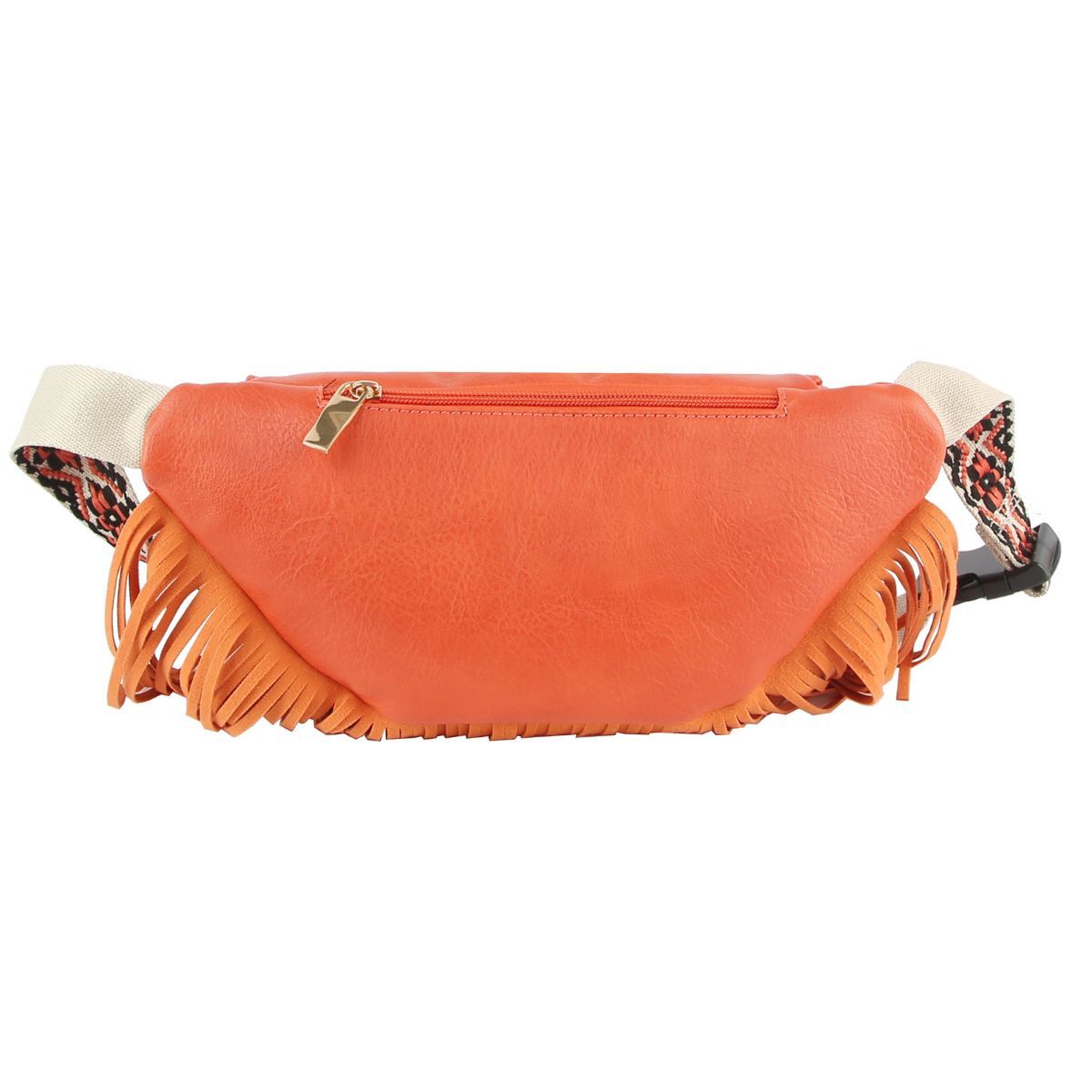 Fashion Fanny Pack with Orange Fringe – Trendy Casual Accessory