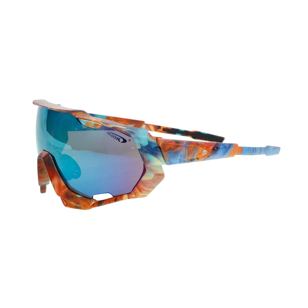 Sport Sunglasses Brown Graphic Print Mirror Stylish Eyewear