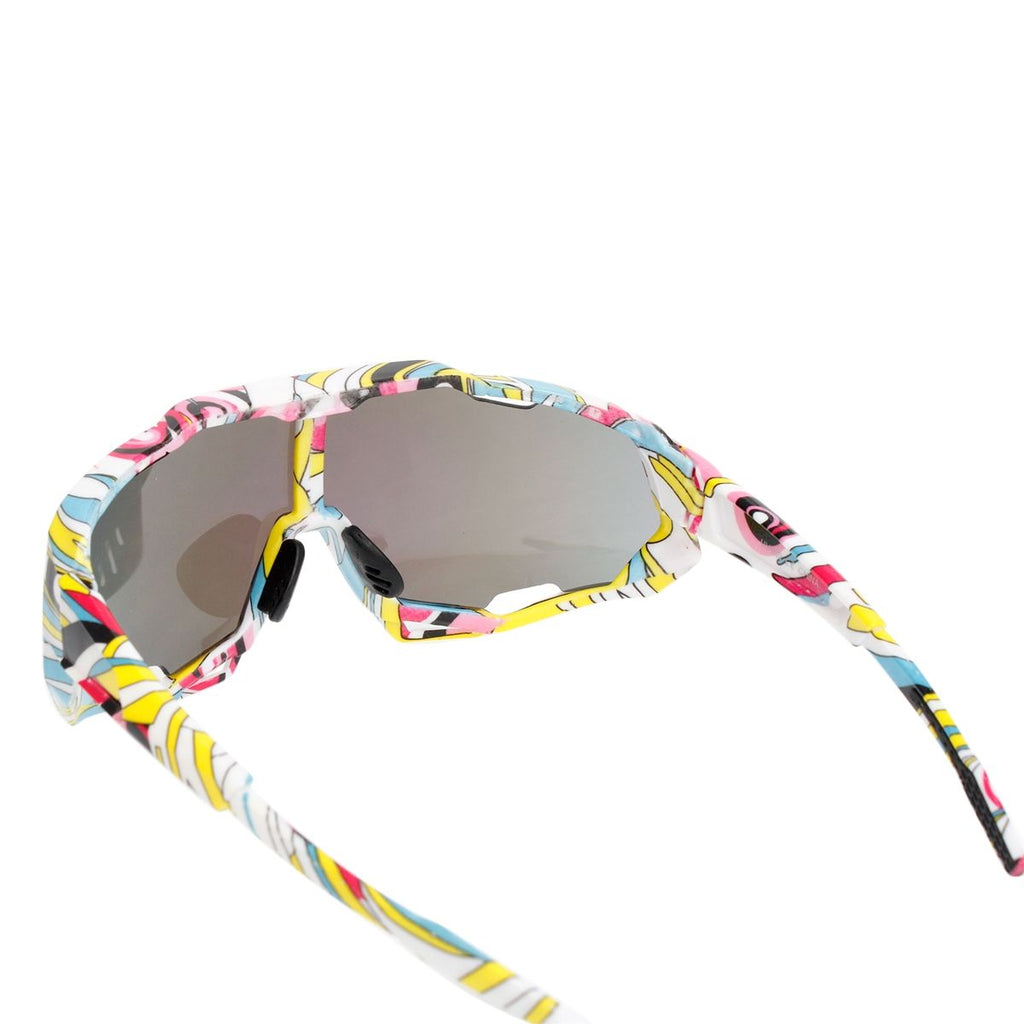 Sport Sunglasses Yellow Graphic Print Mirror Stylish Casual