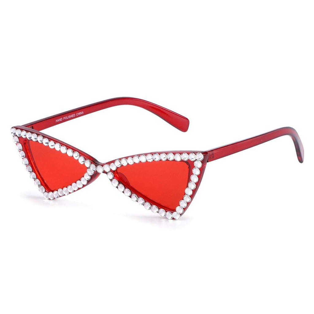Sunglasses Red Cat Eye Retro Rhinestone Stylish Eyewear