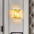 DecorBites™ Living Room Wall Mount Light: Modern Gold Ribbed Glass Sconce with 2 Bulbs