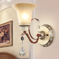 DecorBites™ Lodge Style Bell Wall Sconce with Frosted Glass, White Finish and Crystal Drops – Perfect for Corridors