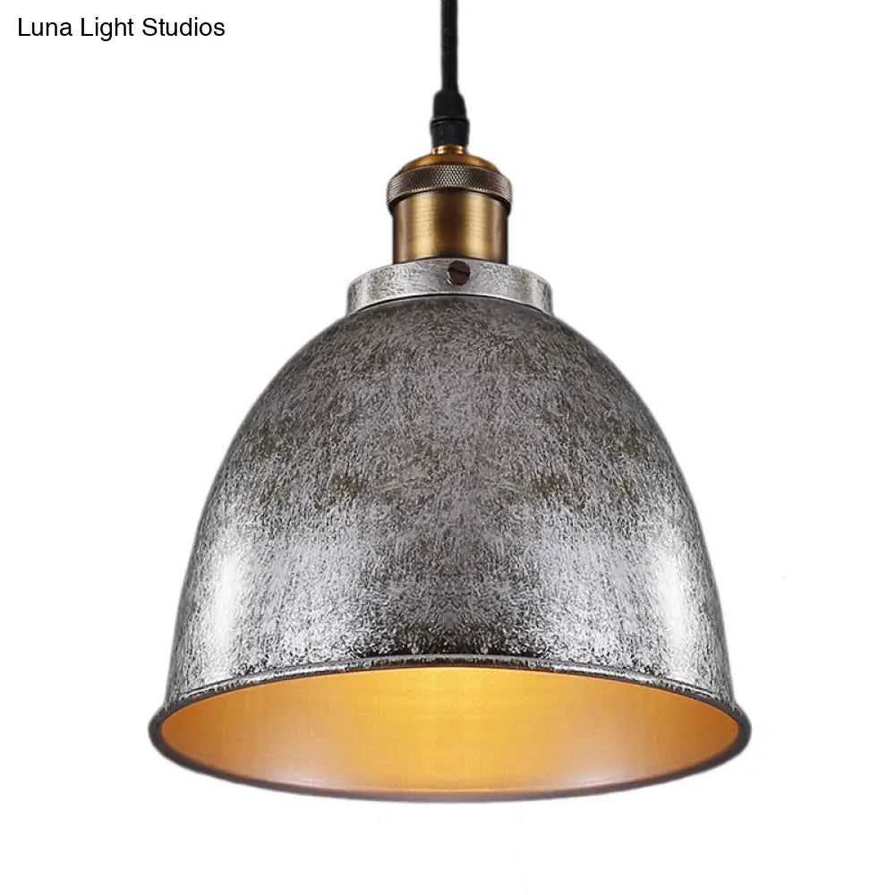 DecorBites™ Lonie - Antique Antique Style Dome Pendant Lamp 1 Light Wrought Iron Hanging Light Fixture with Cord in Black/Rust