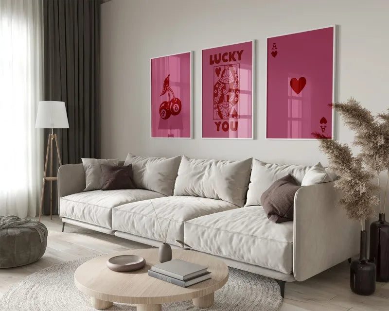 DecorBites™ "Lucky Queen" 3-Piece Retro Wall Art Set