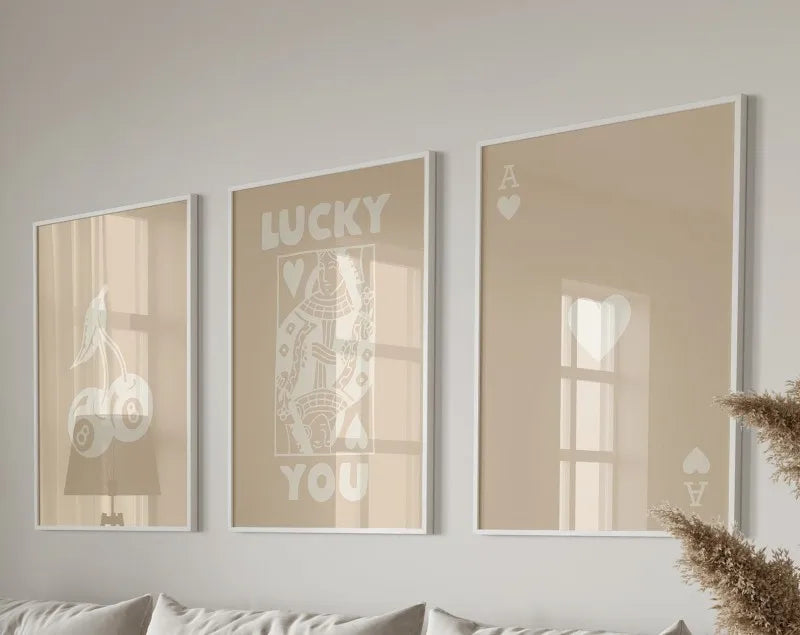 DecorBites™ "Lucky Queen" 3-Piece Retro Wall Art Set