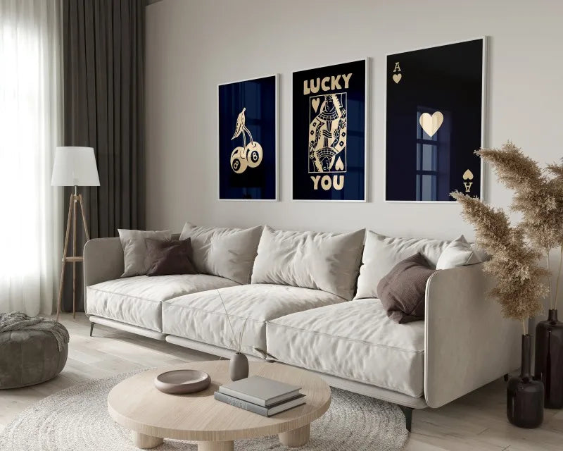 DecorBites™ "Lucky You Retro Wall Art Posters Set"