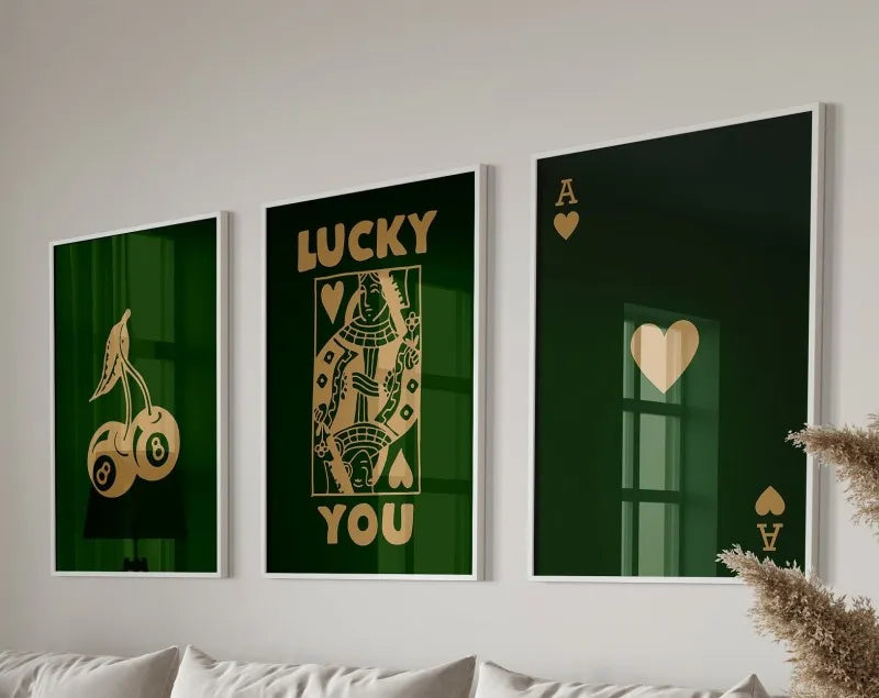 DecorBites™ "Lucky You Retro Wall Art Posters Set"