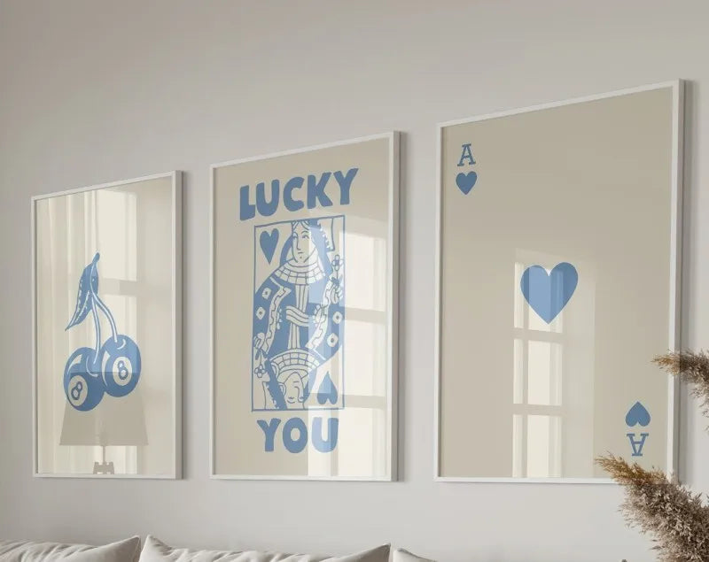 DecorBites™ "Lucky You Retro Wall Art Posters Set"
