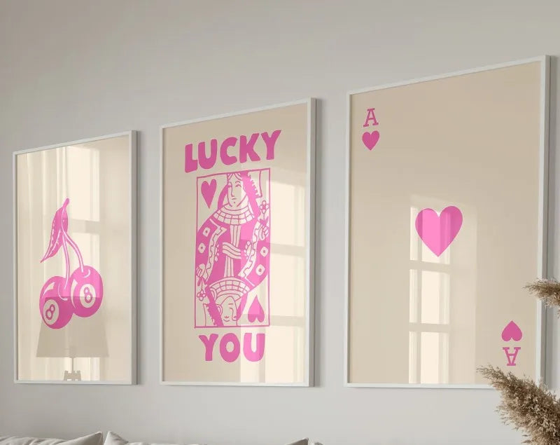 DecorBites™ "Lucky You Retro Wall Art Posters Set"