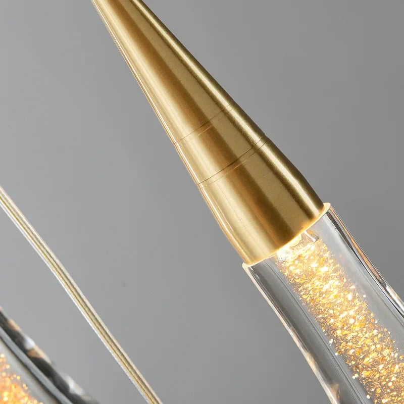 DecorBites™ Luxurious Gold Crystal Chandelier for Staircase