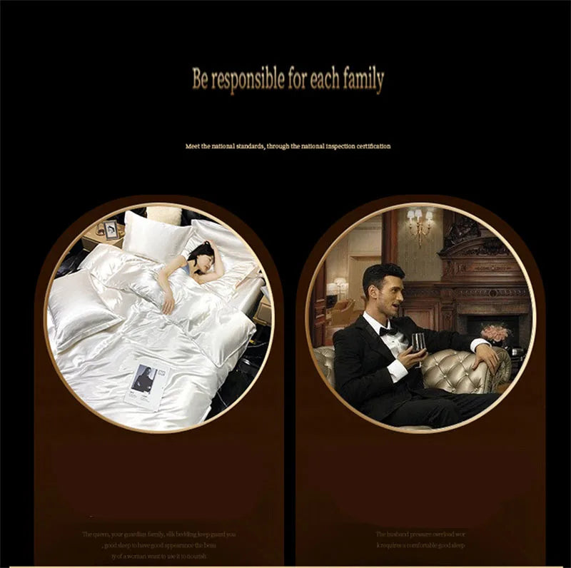 DecorBites™ Luxurious Mulberry Silk Bedding Set for King & Queen Size