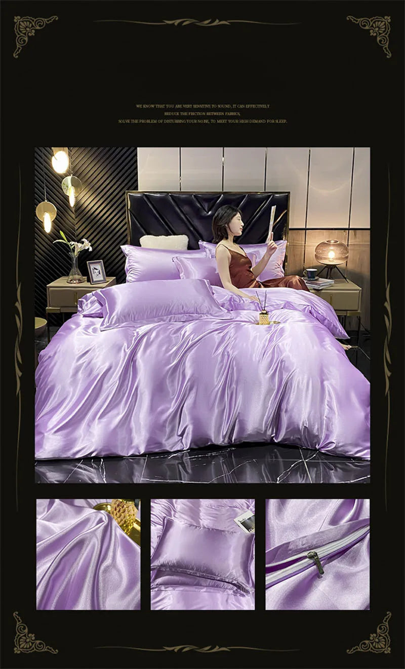 DecorBites™ Luxurious Mulberry Silk Bedding Set for King & Queen Size