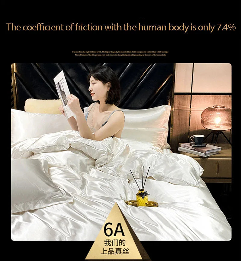 DecorBites™ Luxurious Mulberry Silk Bedding Set - Queen/King Size