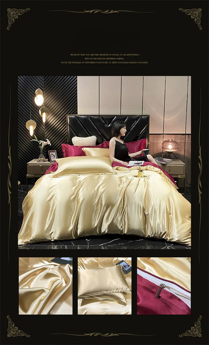 DecorBites™ Luxurious Mulberry Silk Bedding Set: Queen/King Size
