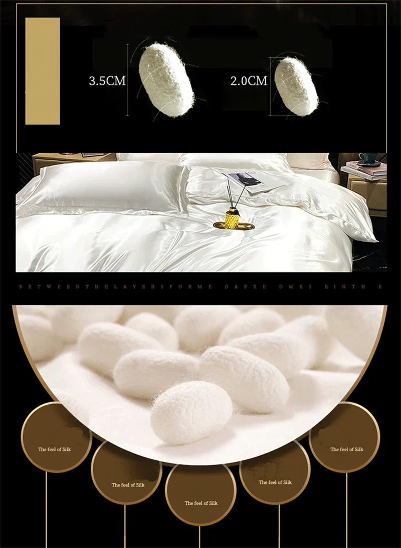 DecorBites™ Luxurious Mulberry Silk Bedding Set with Satin Finish