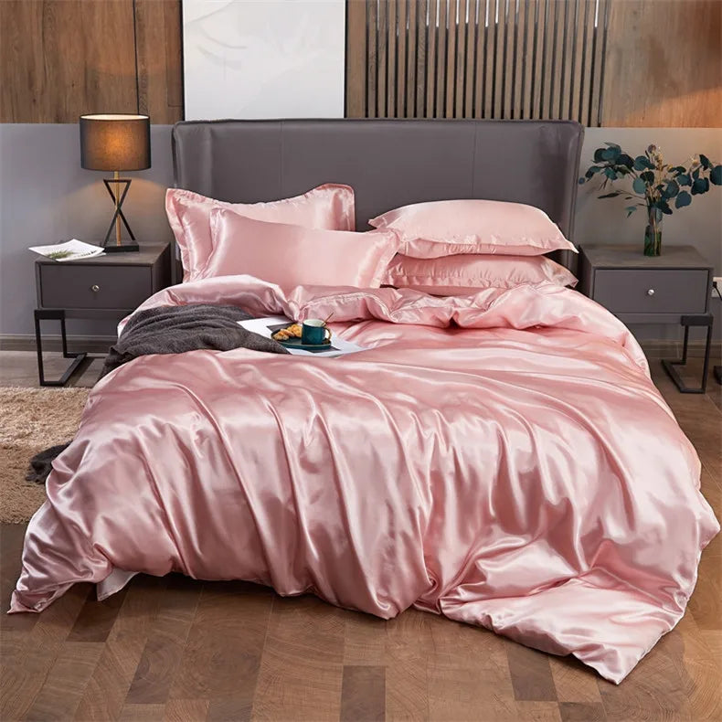 DecorBites™ Luxurious Rayon Satin Solid Color Bedding Set
