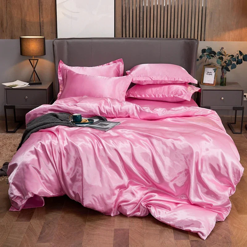 DecorBites™ Luxurious Rayon Satin Solid Color Bedding Set