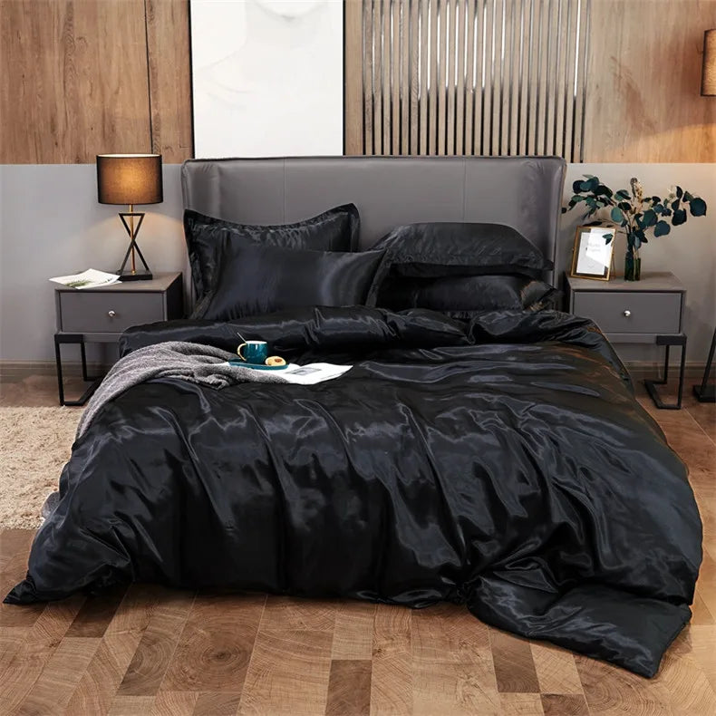 DecorBites™ Luxurious Rayon Satin Solid Color Bedding Set