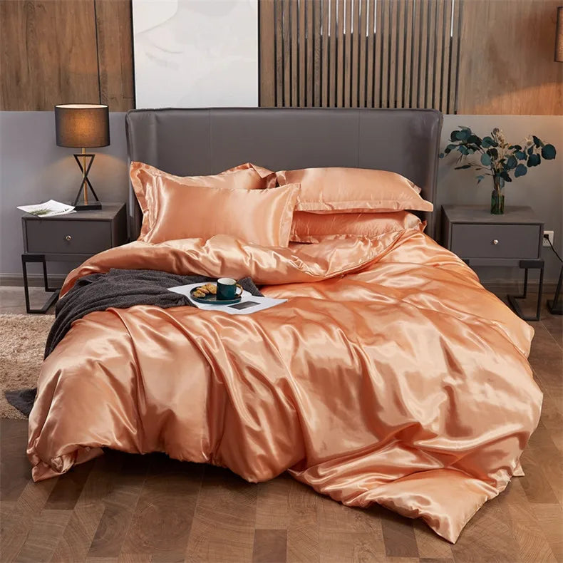 DecorBites™ Luxurious Rayon Satin Solid Color Bedding Set