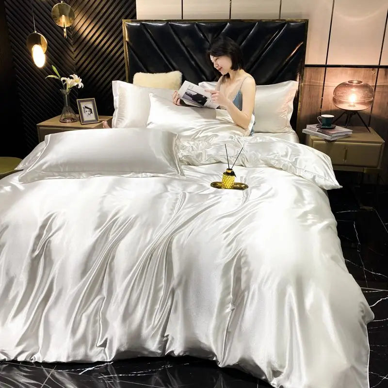 DecorBites™ Luxurious Rayon Silk Bedding Set with Duvet Cover