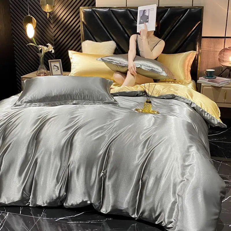 DecorBites™ Luxurious Rayon Silk Bedding Set with Duvet Cover