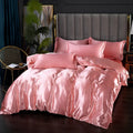 DecorBites™ Luxurious Silk Bedding Set: Duvet Cover, Bed Sheet, Pillowcase