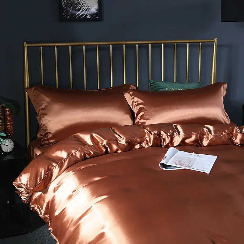 DecorBites™ Luxurious Silk Bedding Set: Duvet, Sheets, Pillowcase