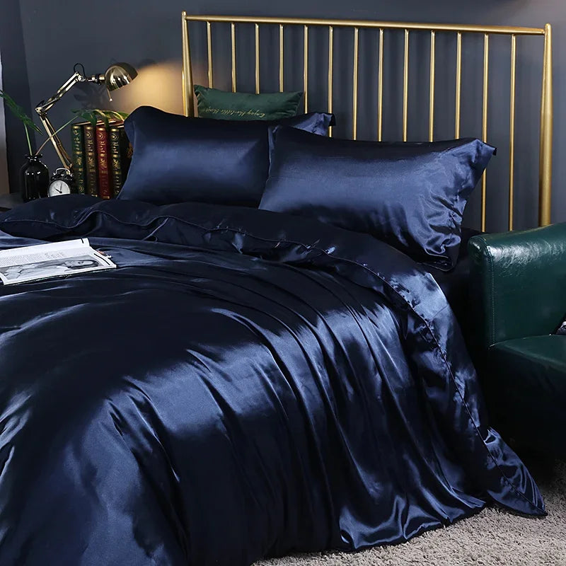 DecorBites™ Luxurious Silk Bedding Set: Duvet, Sheets, Pillowcase
