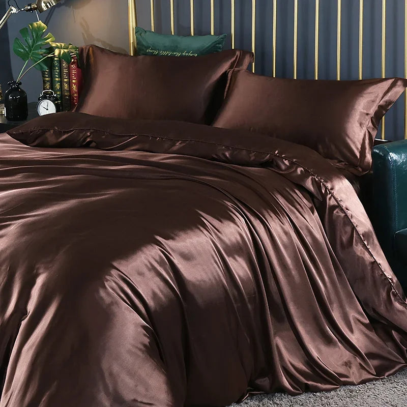 DecorBites™ Luxurious Silk Bedding Set: Duvet, Sheets, Pillowcase