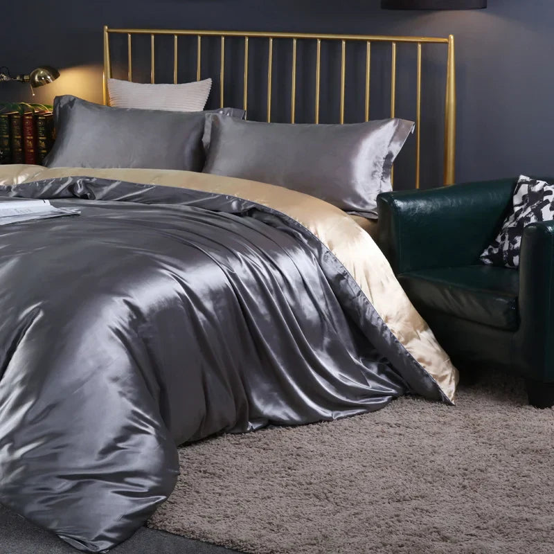 DecorBites™ Luxurious Silk Bedding Set: Duvet, Sheets, Pillowcase