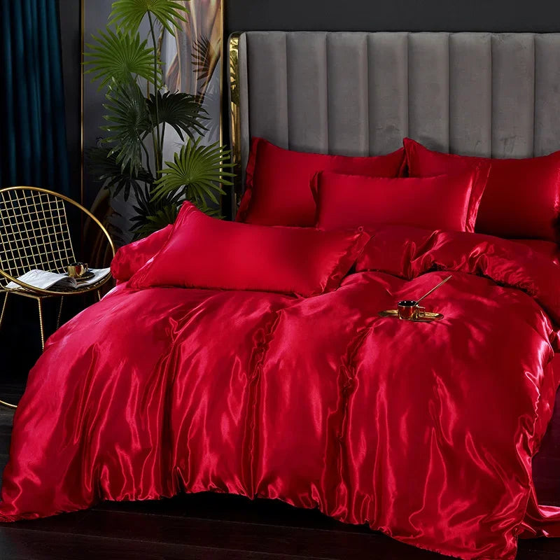 DecorBites™ Luxurious Silk Bedding Set for Double Size