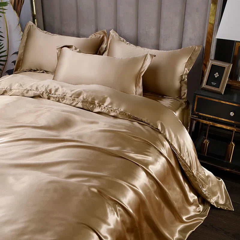DecorBites™ Luxurious Silk Bedding Set for Single to King Size