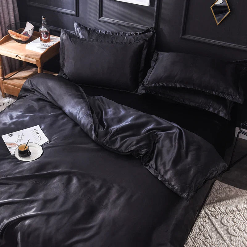 DecorBites™ Luxurious Silk Bedding Set: Sheets, Duvet, Pillowcase