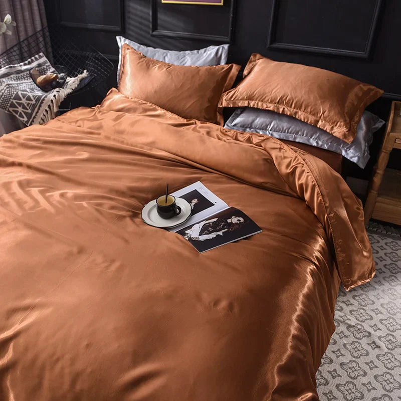 DecorBites™ Luxurious Silk Bedding Set: Sheets, Duvet, Pillowcase