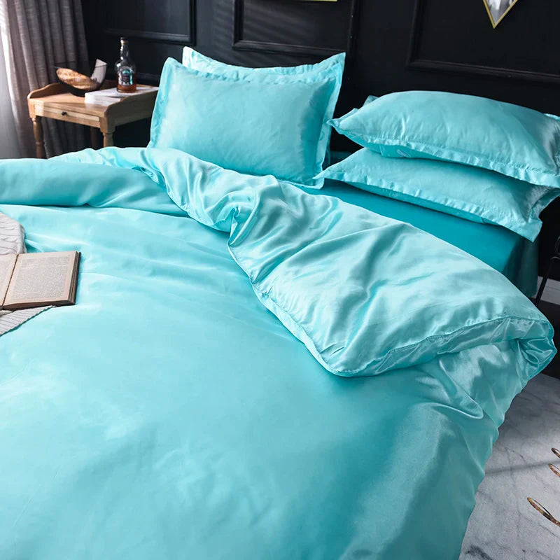 DecorBites™ Luxurious Silk Bedding Set: Sheets, Duvet, Pillowcase