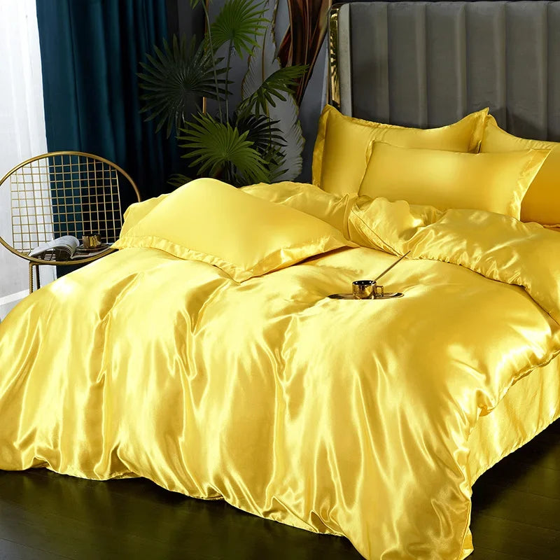 DecorBites™ Luxurious Silk Bedding Set - Solid Color Option
