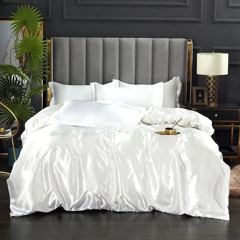 DecorBites™ Luxurious Silk Bedding Set - Solid Color Option