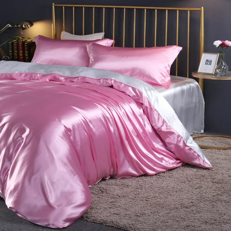 DecorBites™ Luxurious Silk Bedding Set - Solid Color Options