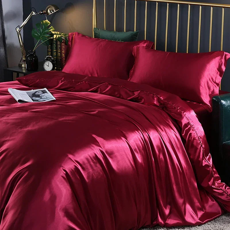 DecorBites™ Luxurious Silk Bedding Set - Solid Color Options