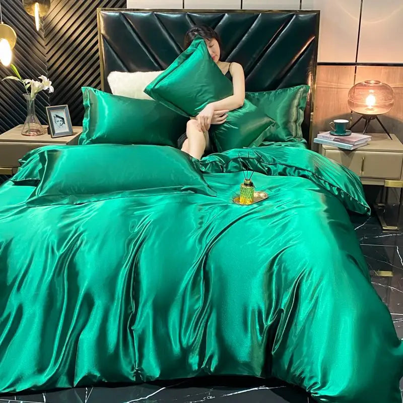 DecorBites™ Luxurious Silk Bedding Set with Duvet Cover