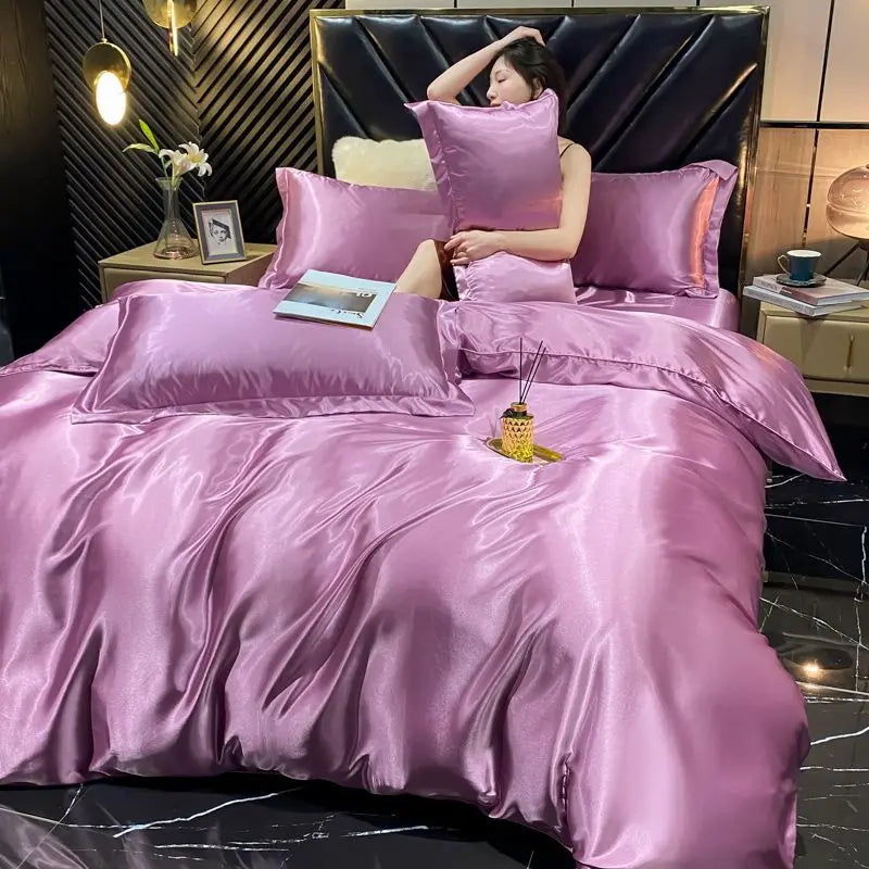 DecorBites™ Luxurious Silk Bedding Set with Duvet Cover & Pillowcases